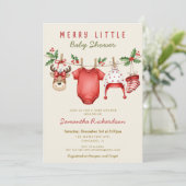 Cute reindeer baby clothes Merry Little Christmas Einladung (Stehend Vorderseite)