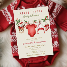 Cute reindeer baby clothes Merry Little Christmas Einladung