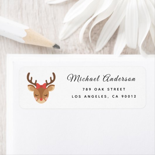 Cute Reindeer Baby Shower Return Address Label (Insitu)
