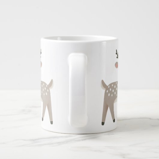 Cute Reindeer & Bow Drawing Christmas Name Jumbo-Tasse (Rückseite)