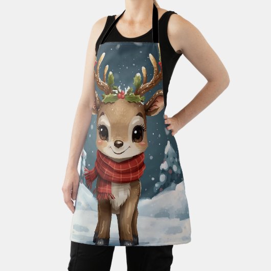 Cute reindeer christmas apron for festive kitchen  schürze (InSitu)