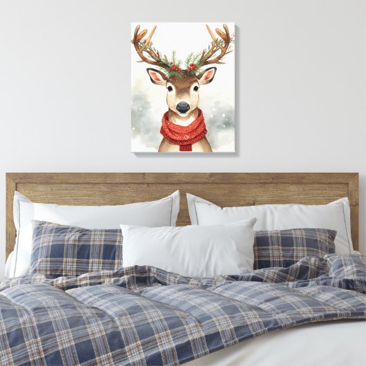 Cute Reindeer Christmas Canvas Art For Holiday Leinwanddruck (Insitu (Schlafzimmer))