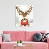 Cute Reindeer Christmas Canvas Art For Holiday Leinwanddruck (Insitu (Wohnzimmer))