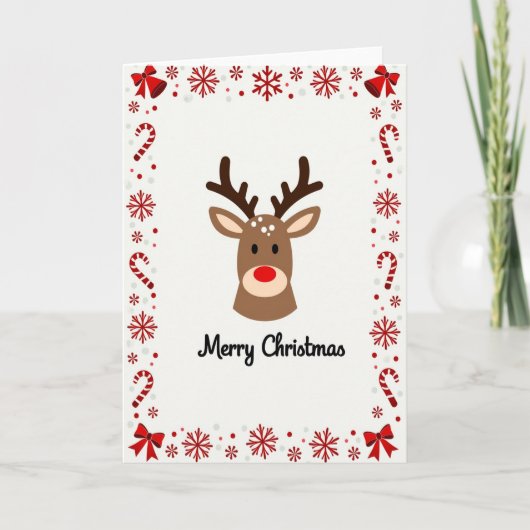 Cute Reindeer Christmas Card Karte (Vorderseite)