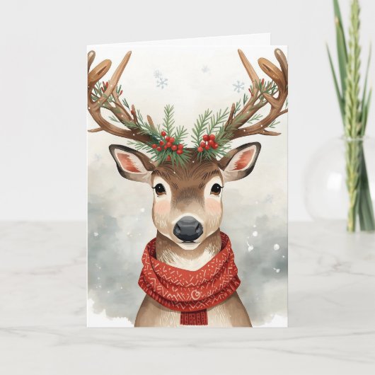 Cute Reindeer Christmas Card Karte (Vorderseite)