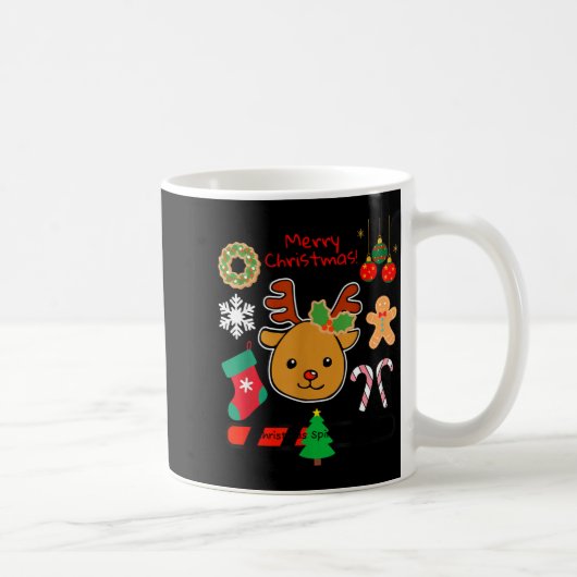 Cute Reindeer Christmas Cartoon Holiday Festive Ar Kaffeetasse (Rechts)
