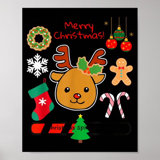 Cute Reindeer Christmas Cartoon Holiday Festive Ar Poster (Vorne)