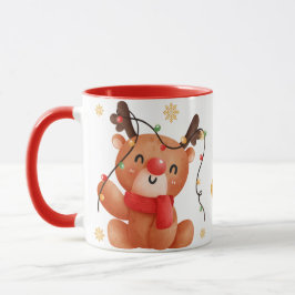 Cute Reindeer Christmas Design, Festive Holiday Tasse