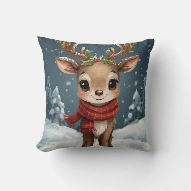 Cute reindeer Christmas for cozy living room Kissen (Vorderseite)