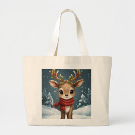 Cute reindeer christmas for holiday shopping jumbo stoffbeutel