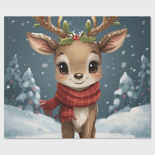 Cute reindeer christmas geschenkpapier (Flach)