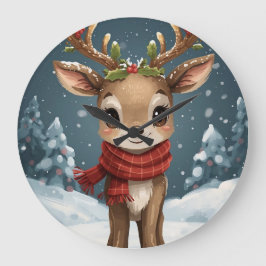 Cute reindeer christmas  kids bedroom große wanduhr
