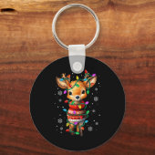 Cute Reindeer Christmas Lights Santa Xmas Pjm Wome Schlüsselanhänger (Vorderseite)