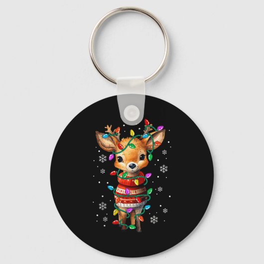 Cute Reindeer Christmas Lights Santa Xmas Pjm Wome Schlüsselanhänger (Vorderseite)