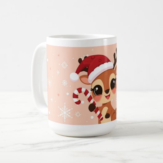 Cute Reindeer Christmas Mug Kaffeetasse (Vorderseite Links)