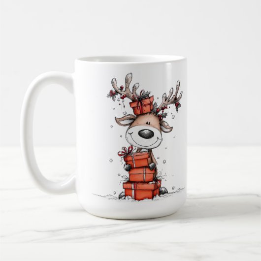 Cute Reindeer Christmas Mug – Oh Deer! Kaffeetasse (Links)