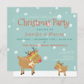 Cute Reindeer | Christmas Party Einladung (Vorne/Hinten)