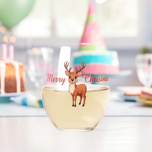 Cute reindeer Christmas Party Weinglas Ohne Stiel (Insitu (Geburtstag))
