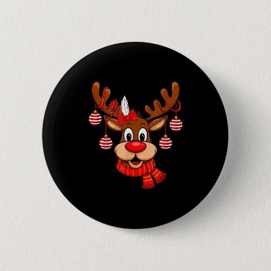 Cute Reindeer Christmas Red Nose Rudolph Xmas Kids Button (Vorderseite)