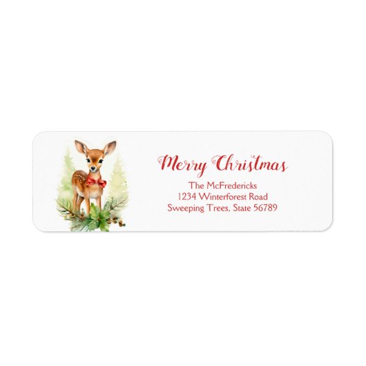 Cute Reindeer Christmas Return Address Labels (Vorne)