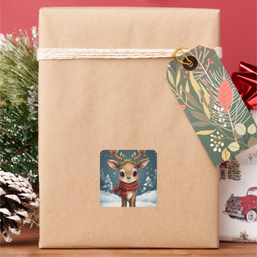 Cute reindeer christmas sticker for gifts notebook (Feiertag)