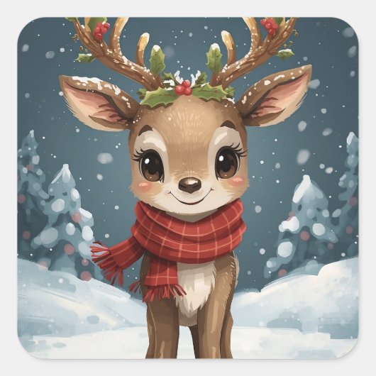 Cute reindeer christmas sticker for gifts notebook (Vorderseite)