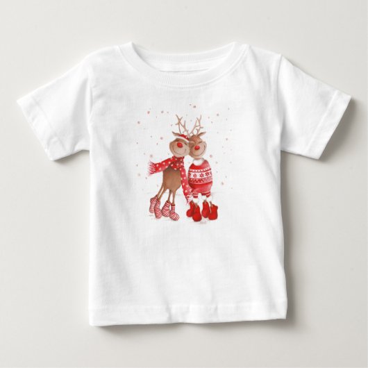 Cute Reindeer Christmas Sweatshirt – Cozy 3D Baby T-shirt (Vorderseite)