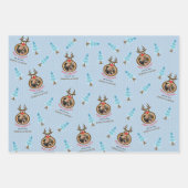 Cute Reindeer Custom Photo Frame Blue Geschenkpapier Set (Vorderseite 2)