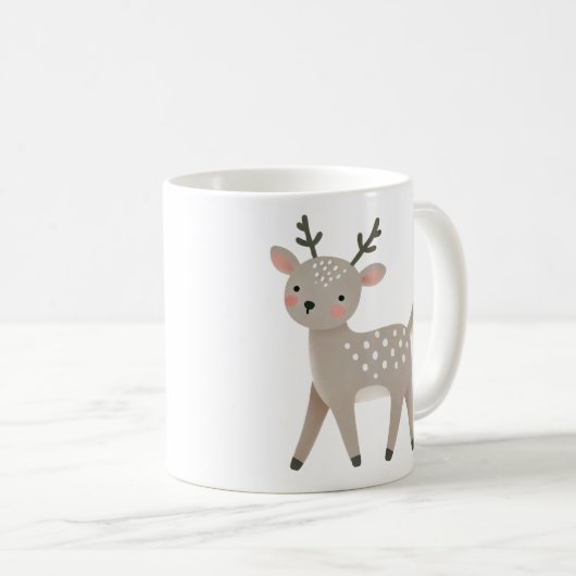 Cute Reindeer Drawing Christmas Kaffeetasse (VorderseiteRechts)