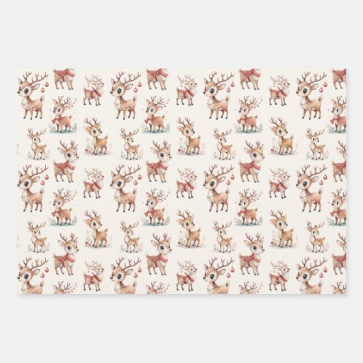 Cute  Reindeer Geschenkpapier Set (Vorderseite)