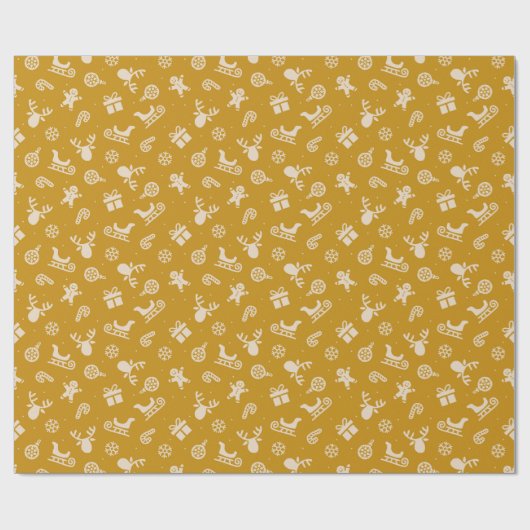 Cute Reindeer Gingerbread Modern Christmas Pattern Geschenkpapier (Flach)