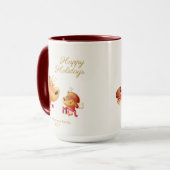 Cute Reindeer Happy Holidays Personalized Tasse (Vorderseite Links)