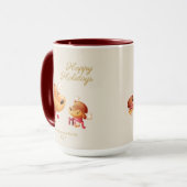 Cute Reindeer Happy Holidays Personalized Tasse (Vorderseite Links)