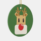 Cute Reindeer Head Cartoon Keramik Ornament (Rechts)