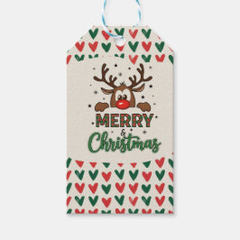 Cute Reindeer Heart Pattern Christmas Gift Tag Geschenkanhänger