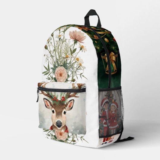 Cute Reindeer Holiday Back Bag For Festive Winter Bedruckter Rucksack (Rückseitige Ecke Rechts)