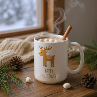 Cute Reindeer Holiday Coffee Mug Christmas Gift Kaffeetasse