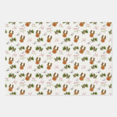 Cute Reindeer & Holly Christmas Pattern Geschenkpapier Set (Vorderseite)
