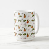 Cute Reindeer & Holly Christmas Pattern Kaffeetasse (VorderseiteRechts)