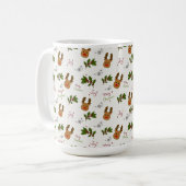 Cute Reindeer & Holly Christmas Pattern Kaffeetasse (Vorderseite Links)