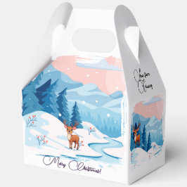 Cute reindeer in a snowy landscape Favor Box Geschenkschachtel