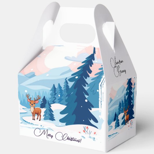 Cute reindeer in a snowy landscape Favor Box Geschenkschachtel (Rückseite)
