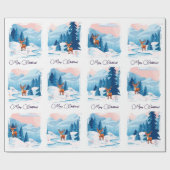 Cute reindeer in a snowy landscape geschenkpapier (Flach)