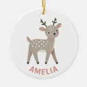 Cute Reindeer Kid`s Name Christmas Keramik Ornament (Vorne)