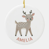 Cute Reindeer Kid`s Name Christmas Keramik Ornament (Hinten)