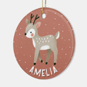 Cute Reindeer Kid`s Name Christmas Keramik Ornament (Links)