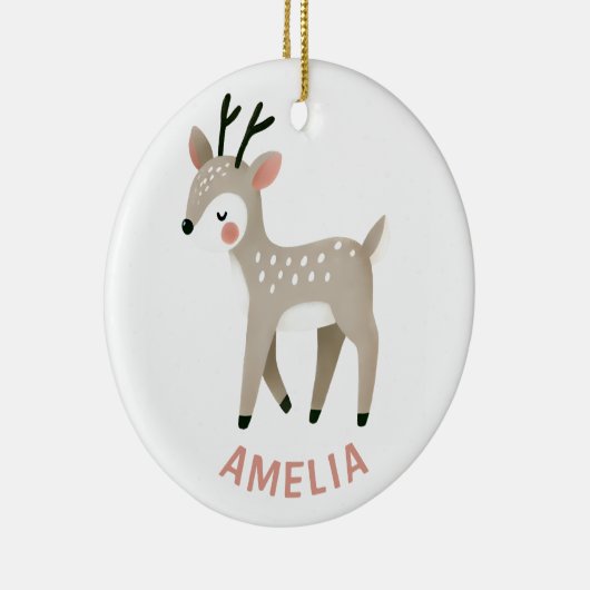 Cute Reindeer Kid`s Name Christmas Keramik Ornament (Rechts)