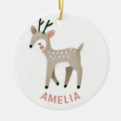 Cute Reindeer Kid`s Name Christmas Keramik Ornament (Vorne)