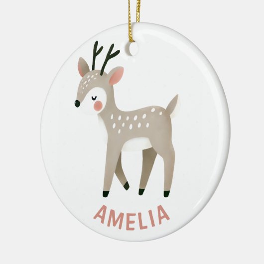 Cute Reindeer Kid`s Name Christmas Keramik Ornament (Links)