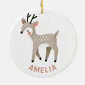 Cute Reindeer Kid`s Name Christmas Keramik Ornament (Hinten)